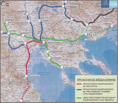 Χάρτης προαστιακού σιδηρόδρομου Θεσσαλονίκης